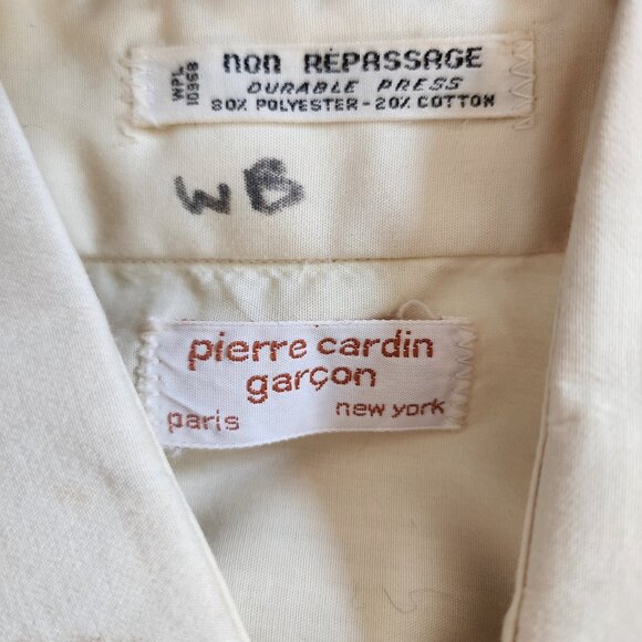 1970s Pierre Cardin Garcon Vintage Dress Shirt in Ivory Size L - Picture 3 of 10
